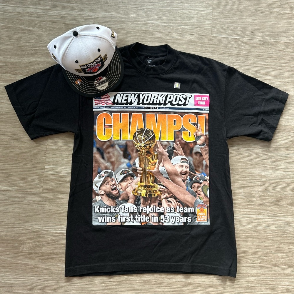 NWT 2026 NBA Champions Knicks T shirt and Hat Bundle